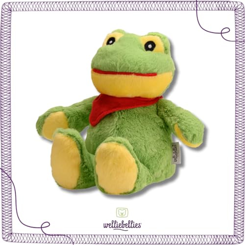 welliebellies® Wärmekuscheltier | groß | Frosch | herausnehmbare Bio-Hirse-Füllung | im Ofen oder in der Mikrowelle erwärmen | bis zu 90 min Wärme
