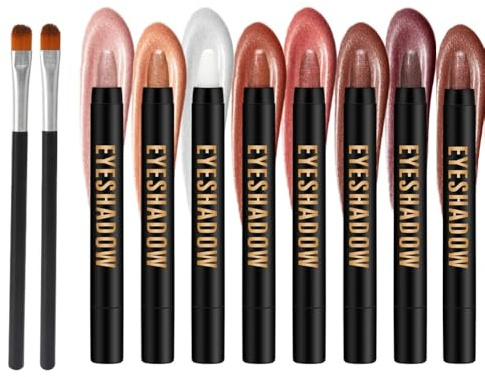 ZMDMAH 10 Pcs Bâton D'Ombre à Paupières Ensemble, Crayon D'Ombre à Paupières Matte et Douce Fard a Paupiere Creme Fard a Paupiere Paillette, Crayon Fard a Paupiere Convient aux Femmes