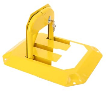 ECUTEE Parkplatzsperre Parkplatzschloss 2Pcs Klappbar Parkpfosten Absperrpfosten Parksicherung mit 6 Schlüssel, Parkbügel Abschließbar Schlagfestigkeit Parksäulen, Gelb 55.5X46X4.5cm