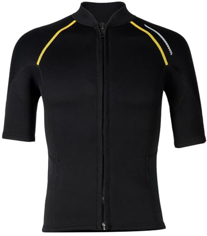 Sxiwei Rashguard Homme Haut Plongée Neoprène 1.5 MM Manches Courtes Anti UV Veste Zippé Wetsuit Noir S