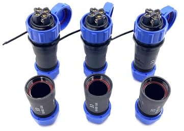 3 spine di collegamento SP21 a 4 poli, IP68, 4 pin, senza saldatura, connettore aeronautico impermeabile per lampade esterne, utilizza 500 V, 30 A (cavo 12 AWG, crimpatura a vite)