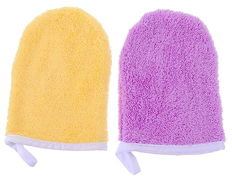 PACKOVE 2pcs Makeup Remover Gloves Fiber Face Cleansing Gloves Makeup Remover Cloth for Daily Use in Bathroom