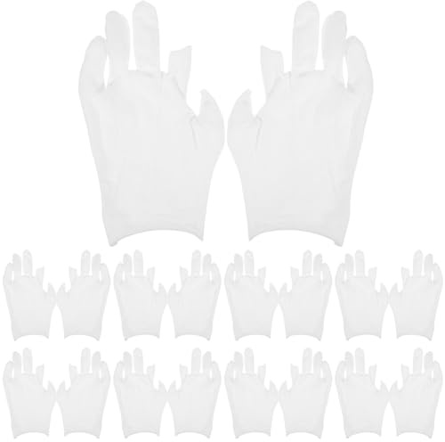 LIGIGWASH 12 Paare Baumwollhandschuhe für Erwachsene Atmungsaktive und Hautfreundliche und Pflegehandschuhe für Trockene Hände Unisex Weiße Baumwollhandschuhe
