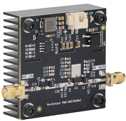 Yanmis Amplificador de Potencia de HF, Amplificador de Potencia RF Módulo Radio Frecuencia VHF UHF 0.5-800MHz 40DB Ganancia 15W con un Amplio Rango de Voltaje de Entrada para la