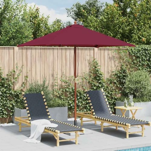 INLIFE Parasol d'extérieur avec mât en Bois 150x200 cm Rouge Bordeaux