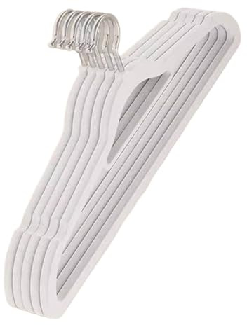 Grucce per abiti Grucce floccate 10 pezzi in velluto antiscivolo for cappotti e vestiti, resistenti durevoli(Off-white 10Pcs)