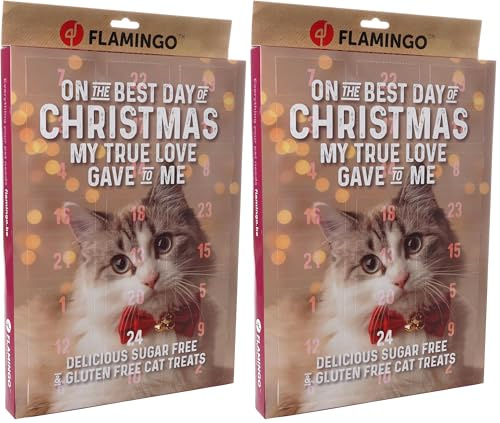 Calendrier de l’Avent Chat – Chick’n Snack – sans Gluten – sans sucres ajoutés – 24 friandises XXL – Flamingo (Lot de 2)