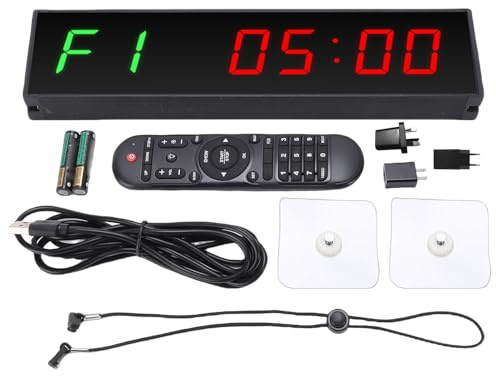 Luocute Timer da Palestra, Orologio Fitness Digitale a LED da 1,5 Pollici con Telecomando, Timer di Allenamento a Intervalli di 6 modalità per Allenamento di Boxe in Palestra a Casa (Spina Europea)