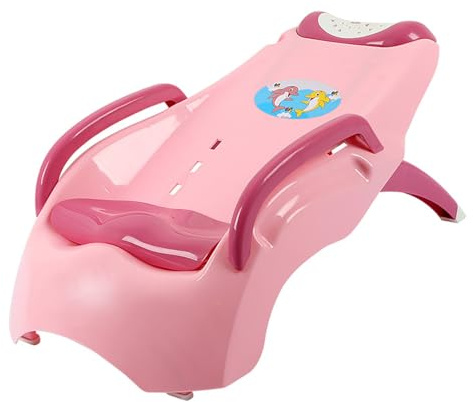 Rcniso Vibrerande Hårtvättstol för Barn i Flera Nivåer Justerbar, Hopfällbar Schamposits för Småbarn, Rostsäker Polypropenmaterial (Rosa)