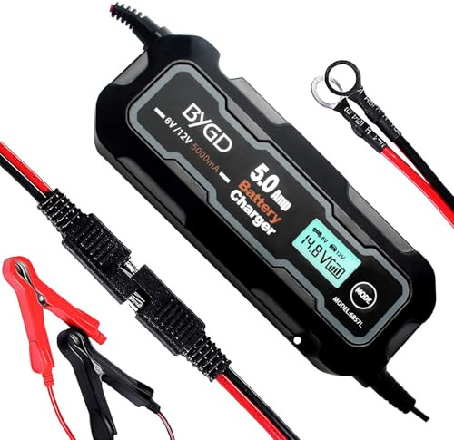 Tavaler Autobatterie Ladegerät 6V/12V 5A Batterieladegerät Auto Motorrad | Ladegerät Autobatterie 3 Stage Erhaltungsladegerät 12 V LCD-Display KFZ Ladegerät für WET/GEL/MF/CA/EFB/AGM Batterien
