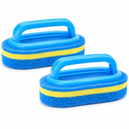 Cleaning Brush - Non Scratch Scourers Bathroom Cleaning Sponge with Ergonomic Handle, All Purpose Scrubbing Brush for Bathroom, Kitchen, Shower, Bathtub, Toilet, Tile, Floor & Carpet Cleaning Brush