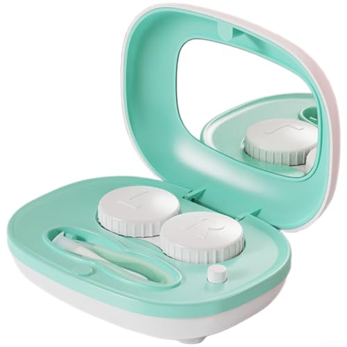 Portable Contact Lens Washer Device with 360 Degree Swirling Motion for Glasses and Optics - Compact Travel Cleaning Box 9.2x7cm(Green (Large))