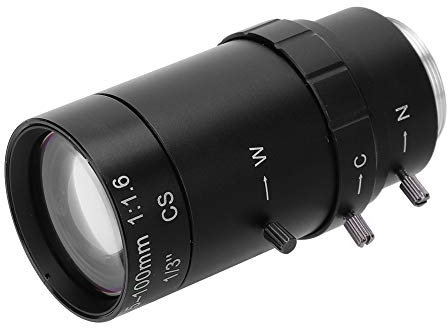 Objectif CCTV 5-100mm, objectif CCTV zoom 1,3MP Monture CS à ouverture manuelle Objectif HD en alliage d'aluminium pour caméra de sécurité CCTV faible distorsion haute compatibilité