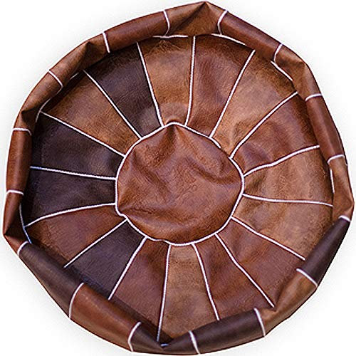 Nileco Runde Ungefüllt Pouf Cover,Marokkanischen Leder Sitzkissenbezug,Fußhocker Osmanischen für Wohnzimmer Schlafzimmer Kinderzimmer Hochzeit Dekor