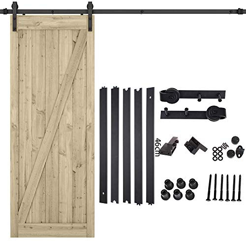 7.5Ft Quincaillerie Kit de Rail pour Porte Coulissante 2.3M pour Charge Intérieure de Grange à Porte Coulissante 150KG (7.5FT/230cm)