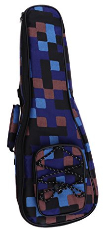 U/ D Ukulele-Tasche Gigbag für Bariton oder Bass Ukulele Instrument 26 Zoll (blaues Gitter)