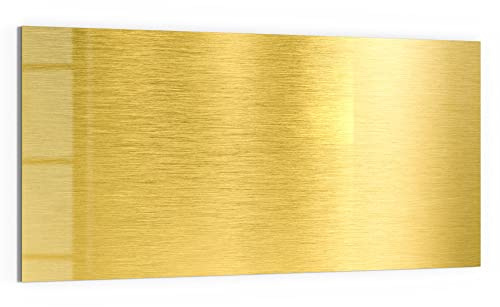 DEQORI Glas-Magnettafel | 100x50 cm groß | Motiv Gebürstete Goldoberfläche | Memo-Board aus Glas | Magnetboard inkl. Magnete, Stift & Tuch für Küche & Büro | Tafel magnetisch & beschreibbar