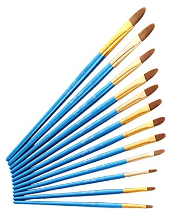 NUOBESTY 12stücke Pinselset Aus Nylon Mit Holgriff Gouache-acryl-Pinsel Für Studenten Und Künstler Anwendung in Blau Stil