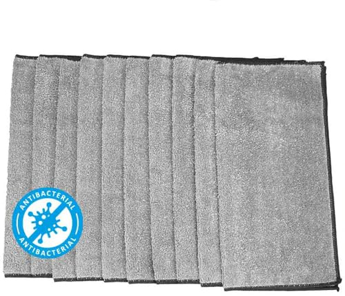 Pastaclean® Mikrofaser Reinigungstücher 10 Stück/Grau Mikrofasertücher Antibakteriell Putzlappen Putztücher Flauschi Tücher, Sehr Saugfähig Fusselfrei Streifenfrei, Für Haus, Küche, Auto, 35 x35cm