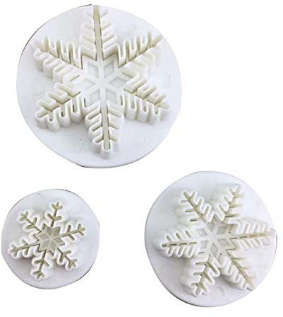 PURPLELILY 3-Piece Snowflake Plunger Fondant Cutter Cake Decorating Tools Cookie Stamper Baking Accessories