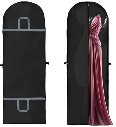 2 Pezzi Custodie Porta Abiti, Custodia Porta Abiti Lunghi 60 x 180 Cm, Copriabiti Antipolvere per Armadio, Copriabito da Sposa, Borsa porta Abiti per Giacche, Camicie, Gonne, Abiti, Cappotti - Nero
