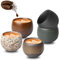 Juego de 5 tazas de café de cerámica, 50 ml, de cerámica de pared gruesa, sin asa, juego de tazas de café hechas a mano, de porcelana, ideal para café espresso moka