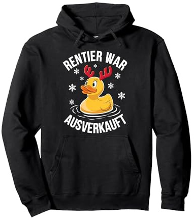 Lustiges Ente Weihnachten Spruch - Rentier War Ausverkauft Pullover Hoodie, Unisex für Erwachsene, Schwarz, XL