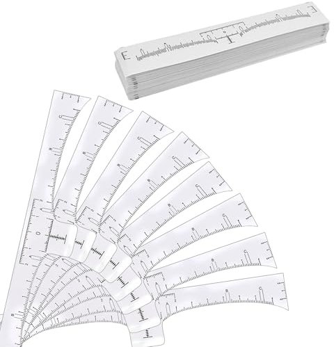 Hsyadazi Regla para cejas, 100 unidades, translúcida, signo de cejas, regla, pegatinas para principiantes, desechables, maquillaje permanente, plantillas para microblading