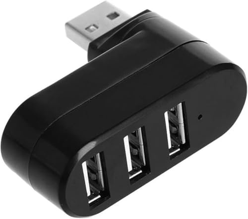 Splitter porta USB, 3 porte USB 2.0 HUB rotante, convertitore USB a 3USB 90 ° 180 ° 270 ° gradi per PC notebook tablet (nero)