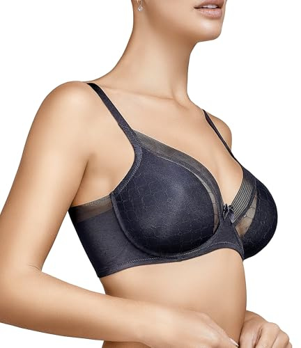 Selene, Reggiseno Donna con Elegante Trama Geometrica, con Ferretto e Imbottitura, Collezione Katia, Colore Nero, Taglia 7 C