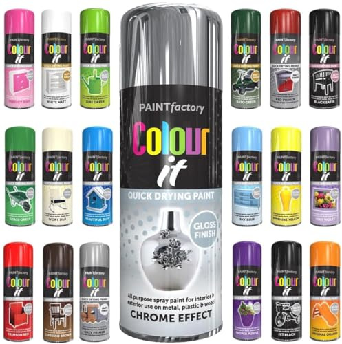 Spray Paint Chrome Effect Gloss Aerosol 400ml Cans - Quick Dry, All Purpose Spray Paint for Interior and Exterior Ideal for Wood, Metal, Plastic, Indoor & Outdoor Use