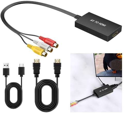 Maobeez RCA to HDMI Converter, AV to HDMI Adapter, 720P/1080P RCA Composite CVBS Adapter Support PAL/NTSC for PC, Laptop, TV, Xbox, PS2, PS3, STB, VHS, VCR, Blue-Ray DVD Players