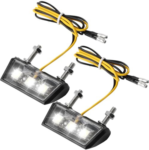 Toaluea 2 Stück Motorrad LED Kennzeichenbeleuchtung 12V Universal | Nummernschildbeleuchtung, Wasserdicht Nach IP67 Kennzeichenleuchte für Motorrad und Quad ATV