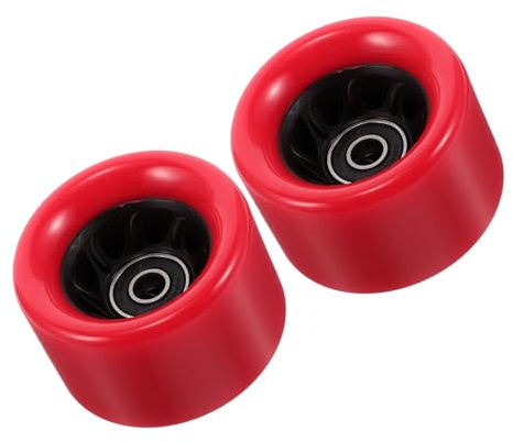 Healvian Lot de 2 Roues de Rechange pour Patins à Roulettes Roues en PU 92A Rouges Diamètre 6 X 4 CM Résistantes à L’Usure Accessoire pour Rollers et Skateboards Usage Intérieur et