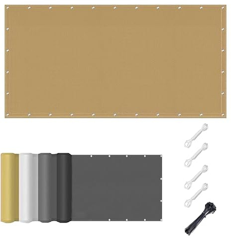 AJALGZ Toldo Parasol de Jardin, 2.1x3.5m- Cubierta Resistente Al Agua, Protección UV Toldo Parasol Lona Protector Solar Sombra de Patio Terraza Balcón Parque Infantil Exterior de Vela - Arena