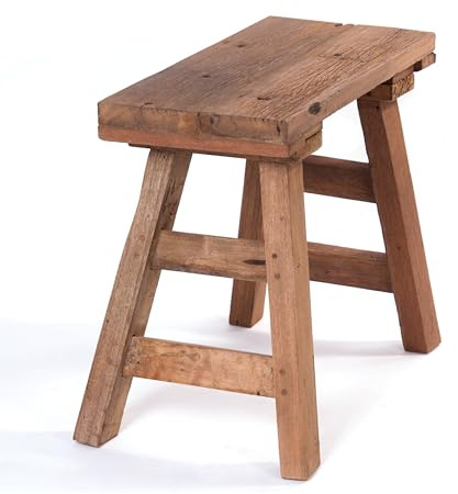 DESIGN DELIGHTS Holz SITZHOCKER Bellagio | Massivholz, 60x50x35 cm | rustikaler Hocker, Sitzbank, Holzbank, Beistellhocker, Massivhocker. Pflanzenhocker