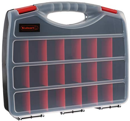 Hardware Organizer Box with Dividers - 23 Compartment Small Parts Organizer Portable Tool Box with Secure Latches - Plastic Screw Storage for Nuts, Beads, Jewelry or Tackle by Stalwart