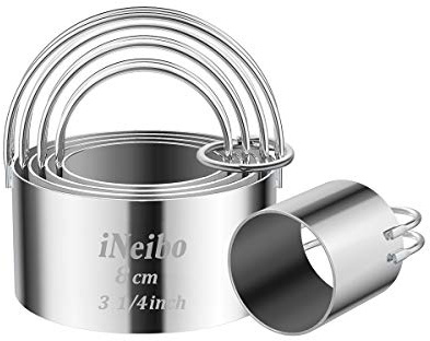 iNeibo Biscuit Cutter Set, Cookie Cutter, Round Shape Circle Scone Cutters, Pastry Dough Baking Cutter, Shapes Pastry Cutter for Dumpling Skin Cutters, Dough, Pastry, Donut, Fondant, DIY, Cake Décor