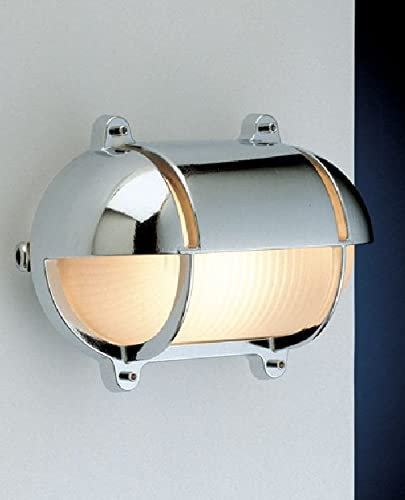 Maritime Lampe LED aus Messing in Chrom 3000K IP54 wetterfeste Wandleuchte Außen Haustür Terrasse