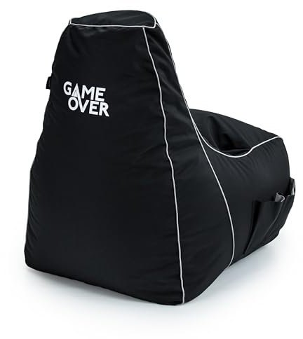 Game Over Mini Sedia a Sacco da Gaming Bean Bag per Bambini | 8Bit Puff Poltrona Sacco | Tasche Laterali per Controller | Supporto per Cuffie | Design Ergonomico (Fumo Cosmico)