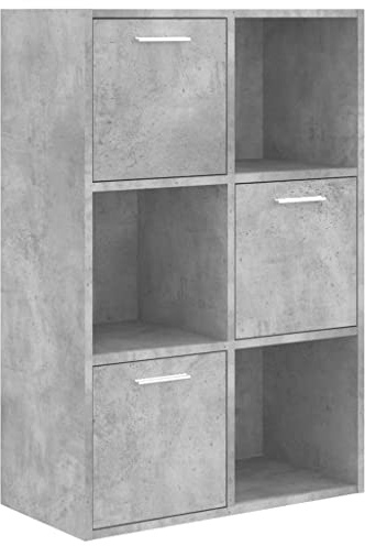 vidaXL Lagerschrank Bücherregal Raumteiler Raumtrenner Standregal Büroregal Schrank Kinderregal Bücherschrank Regal Betongrau 60x29,5x90cm Holzwerkstoff