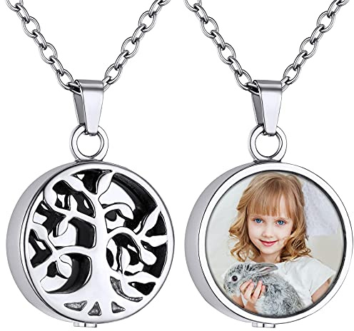 GoldChic JEWELRY Colgantes para Cenizas con Foto y Grabados Personalizables, Incluyen Accesorios para Meter Cenizas y Caja de Regalo