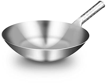 BAILR Antigraffio Pentola, Wok Cinese Padella Antiaderenti e Ergonomico, Wok Cinese per Fornelli a Gas a Induzione Elettrica Forno (A 32cm)