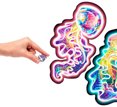 UNIDRAGON Holzpuzzle für Erwachsene - Wandering Jellyfish - 700 Teile | Royal Size 59.9 x 59.9 cm - Einzigartig geformte Puzzleteile - Lasergeschnittenes Holz - Holzgeschenkbox