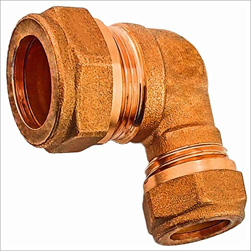 MegaHaustechnik Schraubfitting Kupferrohr, Winkel reduziert, 18 x 15mm | Messing Klemmringverschraubung, Trinkwasser geeignet, für Rohr-Außendurchmesser 18 auf 15mm reduziert, Reduzierwinkel