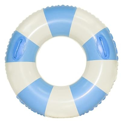 Large Swim Ring with Handles for Kids Adults,35 Inch Classic Striped Pool Inner Tubes,Inflatable Pool Floats,Float Naked,Pool Floaties Adult Size for Summer Pool Party Beach,Blue