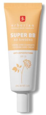 Erborian Super BB - Getönte Tagescreme, pflegt das Gesicht und hilft gegen Unreinheiten - Koreanische Gesichtspflege mit Ginseng und Niacinamid - Pflegende BB Creme, hohe Deckkraft - Nude - 40 ml