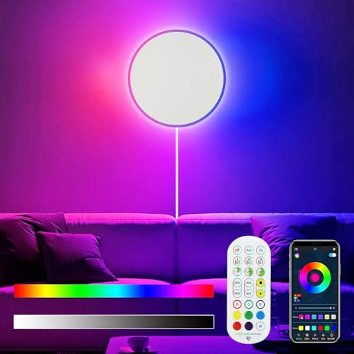 TRUYOK Wandleuchten RGB Dimmable Moderne Wandlampe Innen mit Fernbedienung Farbwechsel Wandlicht 18W Weiß Wandbeleuchtung für Wohnzimmer Schlafzimmer Flur Korridor Treppe Stimmungslicht,