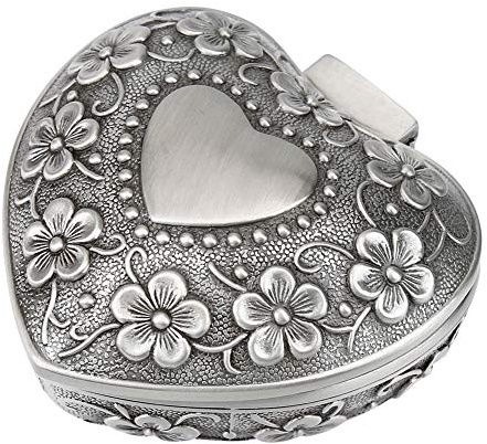Metall Schmuckdose, 1 Stück Vintage Schmuckkästchen Kleine Schmuckschatulle aus Metall Im Vintage-Stil Herzförmige Retro Schmuckkästchen Schmuckschatulle für Damen Mädchen Hochzeiten Geschenke