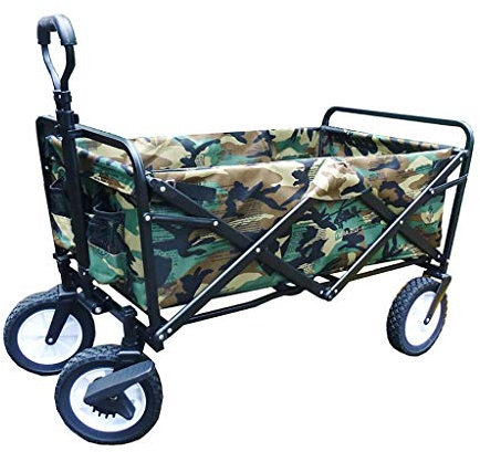 MOLVUS Portable Folding Garden Trolley Cart Heavy Duty Trolley Wagon Multi-Function Shopping Cart for Outdoor Camping Beach Pull Truck with 4 Wheels, Load:100Kg (A)